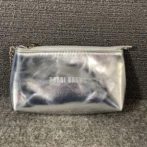 Bobbi Brown Wristlet Clutch Women's Small Silver Chainlink Make up Bag w/Mirror